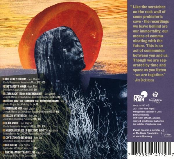 Albumcover mit einer Gesichtsillustration, orangefarbenem Hintergrund und Titelliste.