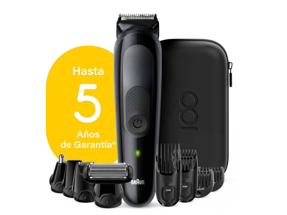 Recortadora de barba Braun negra con accesorios y garantía.
