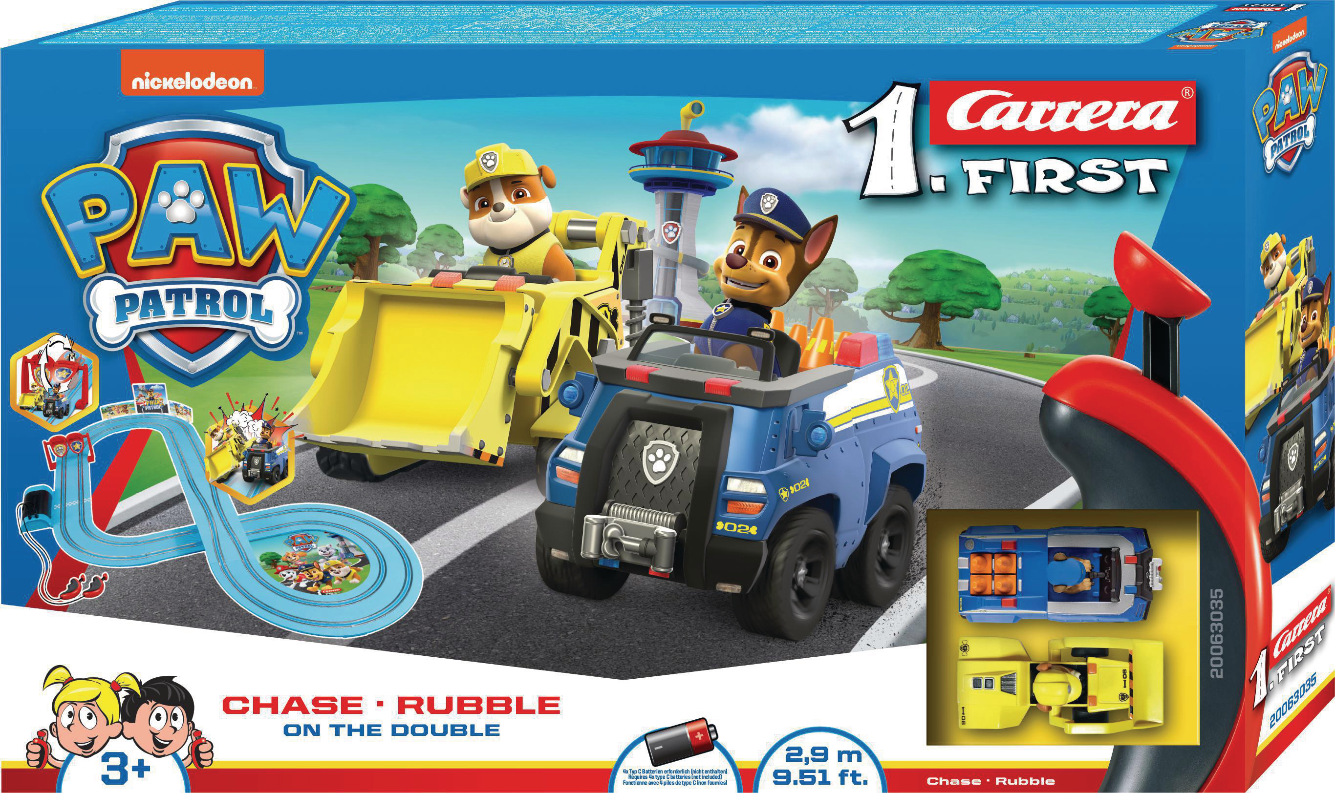 CARRERA On 2.9 Mehrfarbig Rennbahn, - Double (TOYS) the PAW PATROL