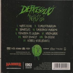 CD hátlapja zöld-fekete dizájnnal és számlistával.