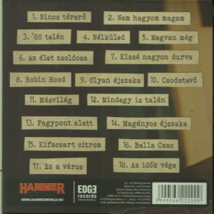CD tok hátlapja, retro stílusú dalcímekkel.