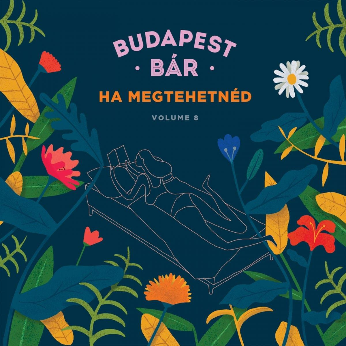 Album borító virágmintával, 'Budapest Bár' szöveggel és két fekvő figurával.