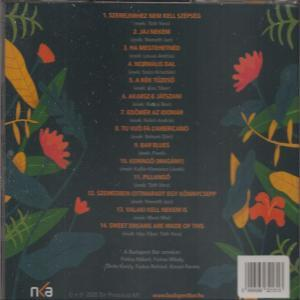CD hátlap, számlistával és színes virágmintával.