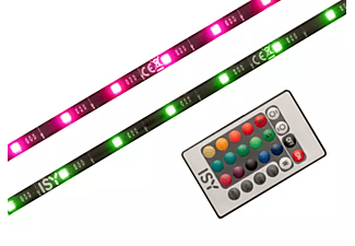 Luces LED - ISY ILG-5020-2 LED STRIPE RGB 1M, Cinta LED, Para TV, USB, 1 m, Negro