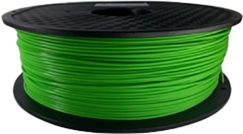 Egy zöld 3D nyomtató filament tekercs.
