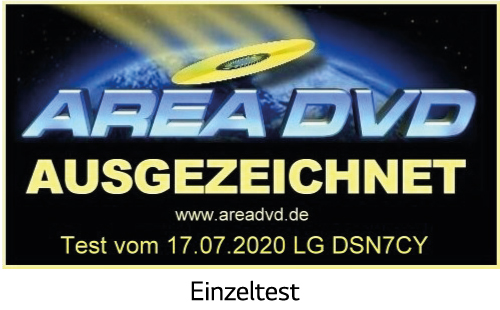 Logo mit Text 'AREA DVD AUSGEZEICHNET', eine grafische Disc und ein dunkelblauer Hintergrund. Der Text 'www.areadvd.de' ist ebenfalls sichtbar.