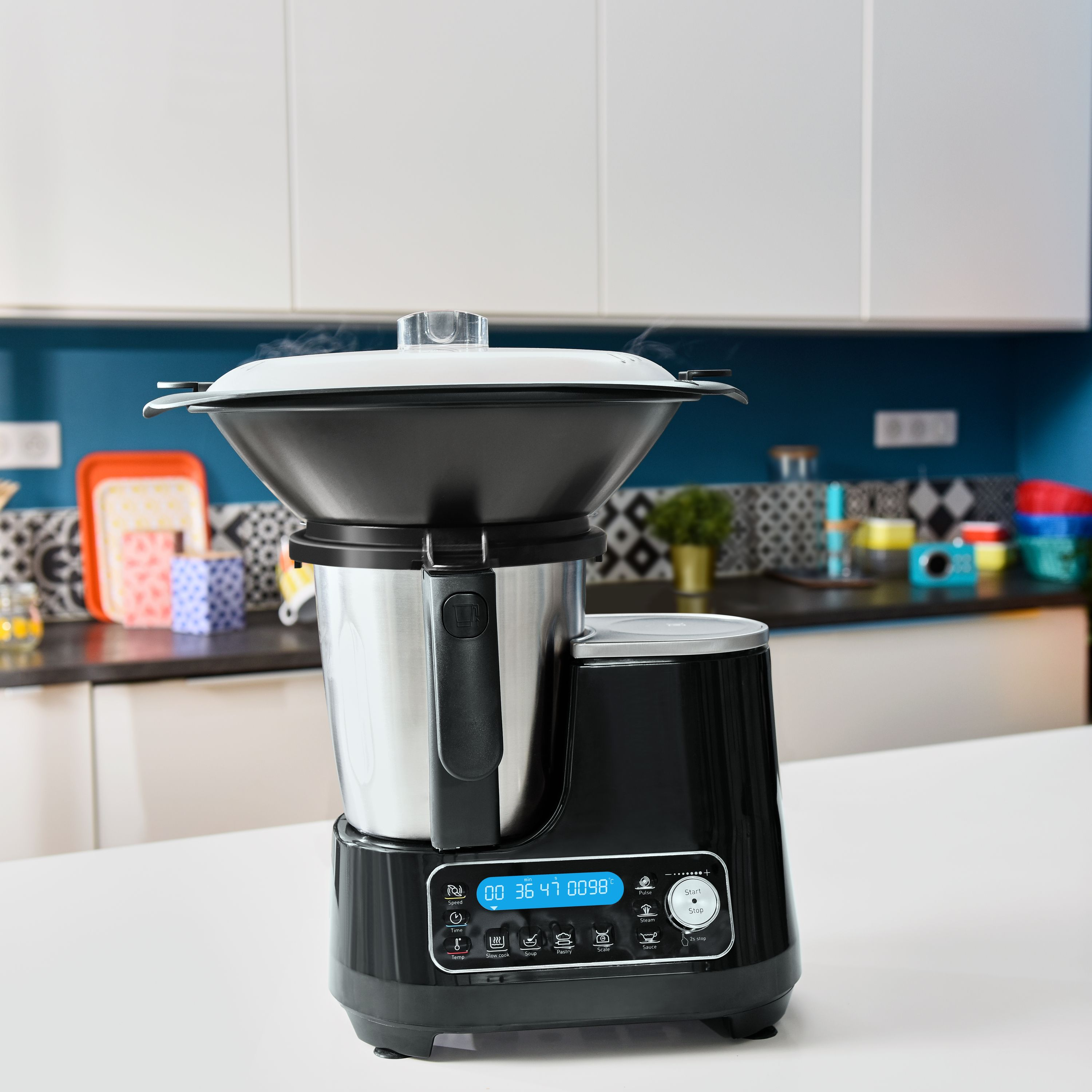 MOULINEX HF 4568 Küchenmaschine Schwarz (Rührschüsselkapazität: 3,2 l, 1400 Watt)