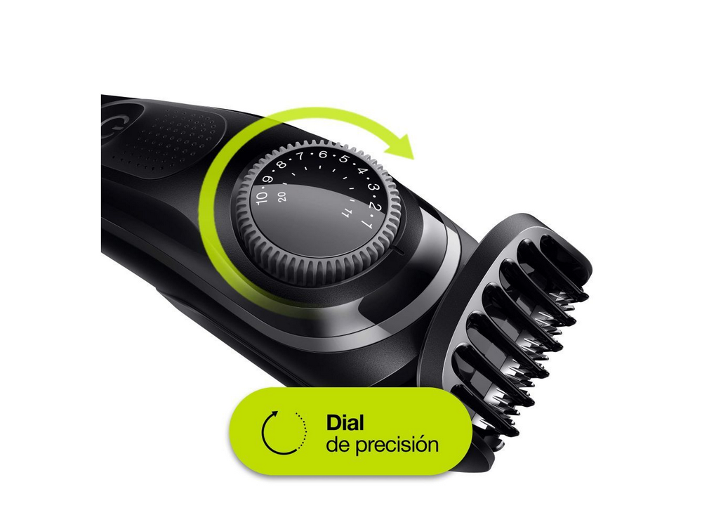 Primer plano de un recortador de barba eléctrico negro.
