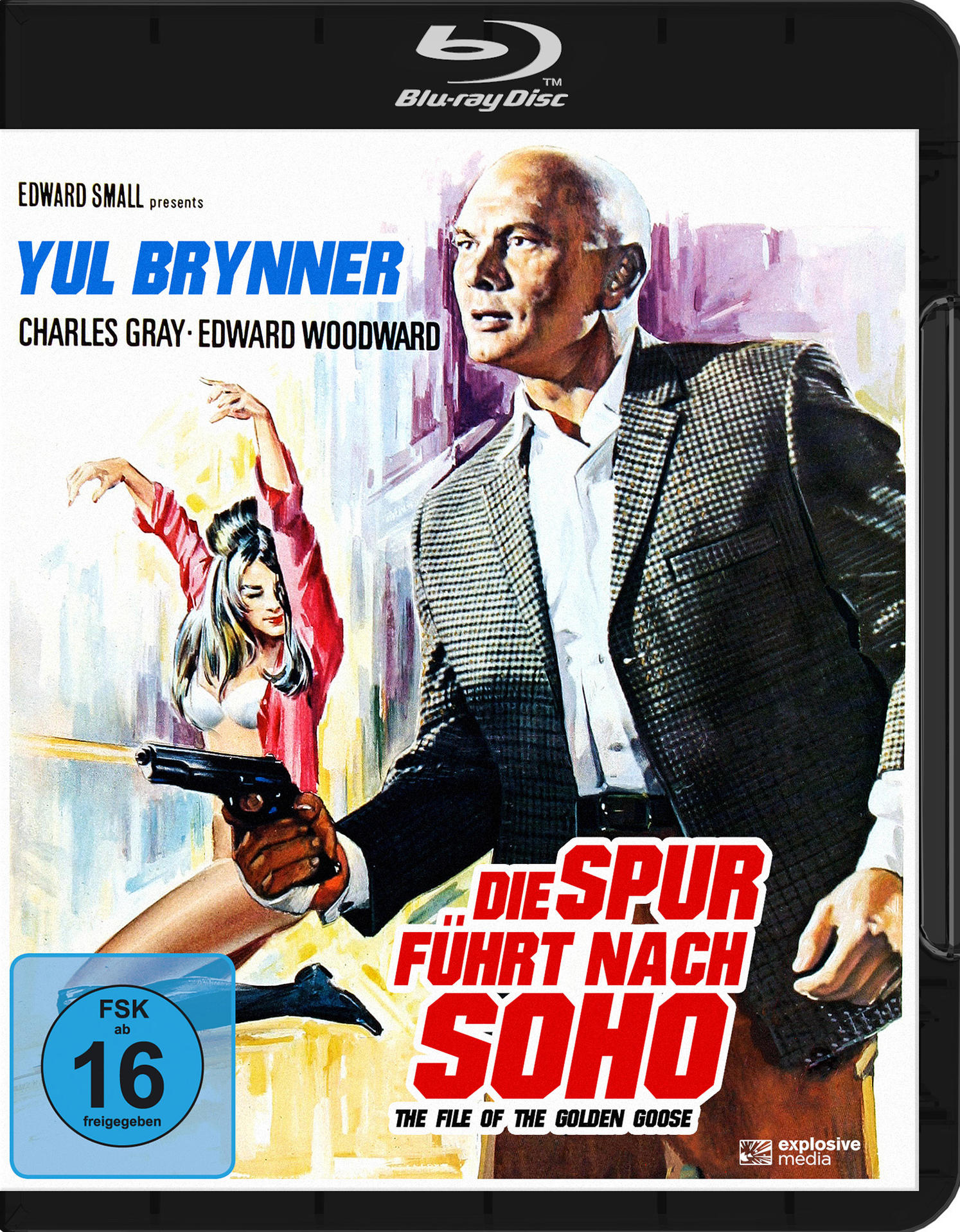 Filmcover: 'Die Spur Führt Nach Soho'. Yul Brynner und eine Frau mit einer Pistole sind abgebildet.