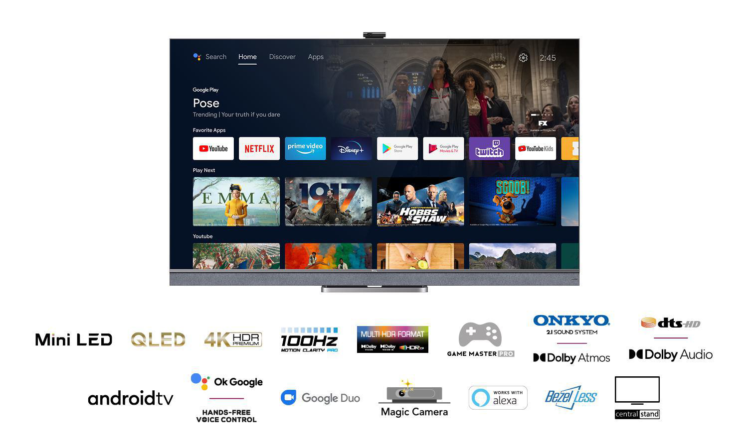 TCL 65C825 QLED TV (Flat, 65 Zoll / 165 cm, QLED 4K, SMART TV, Android TV 11.0)