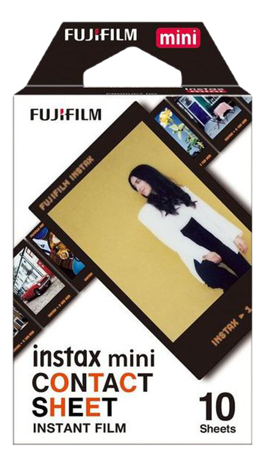 Fujifilm Instax Mini Filmbox. Bild einer Frau und Fotos.