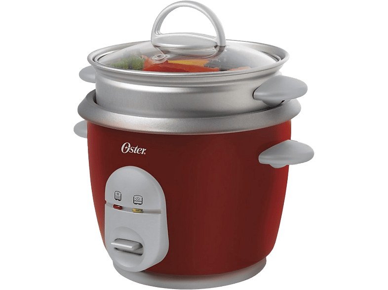 REACONDICIONADO Seminuevo Muy bueno Arrocera - Oster CKSTRC4723-050, 0.6L, Antiadherente, Posibilidad de cocinar al vapor, Rojo