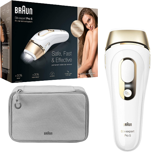 BRAUN IPL Silk·Expert Pro 5 PL5014 IPL-Haarentfernungsgerät (Weiß/Gold, mit PL5014 , Netzbetrieb)