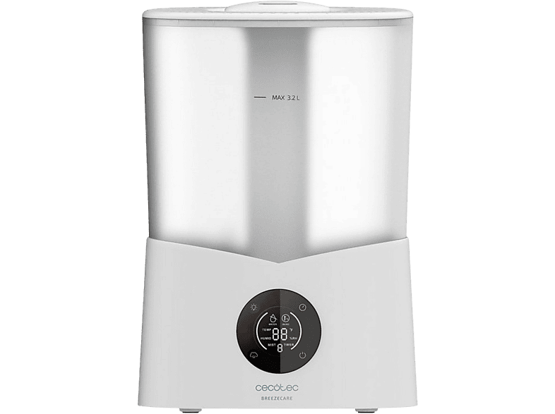 Humidificador - Cecotec BreezeCare 2600 Light Smart, 260 ml/h, Capacidad 3,2l, Aromas, Blanco