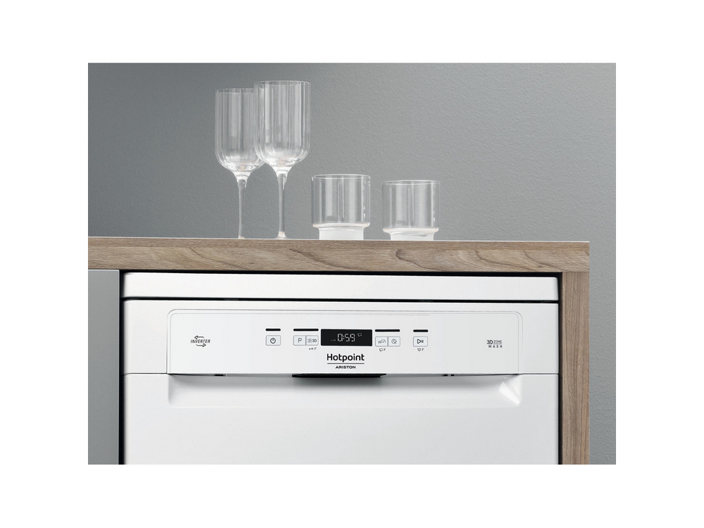 Lavavajillas - Hotpoint HFC 3T232 WG, Independiente, 14 servicios, 8 programas, 60 cm, Blanco