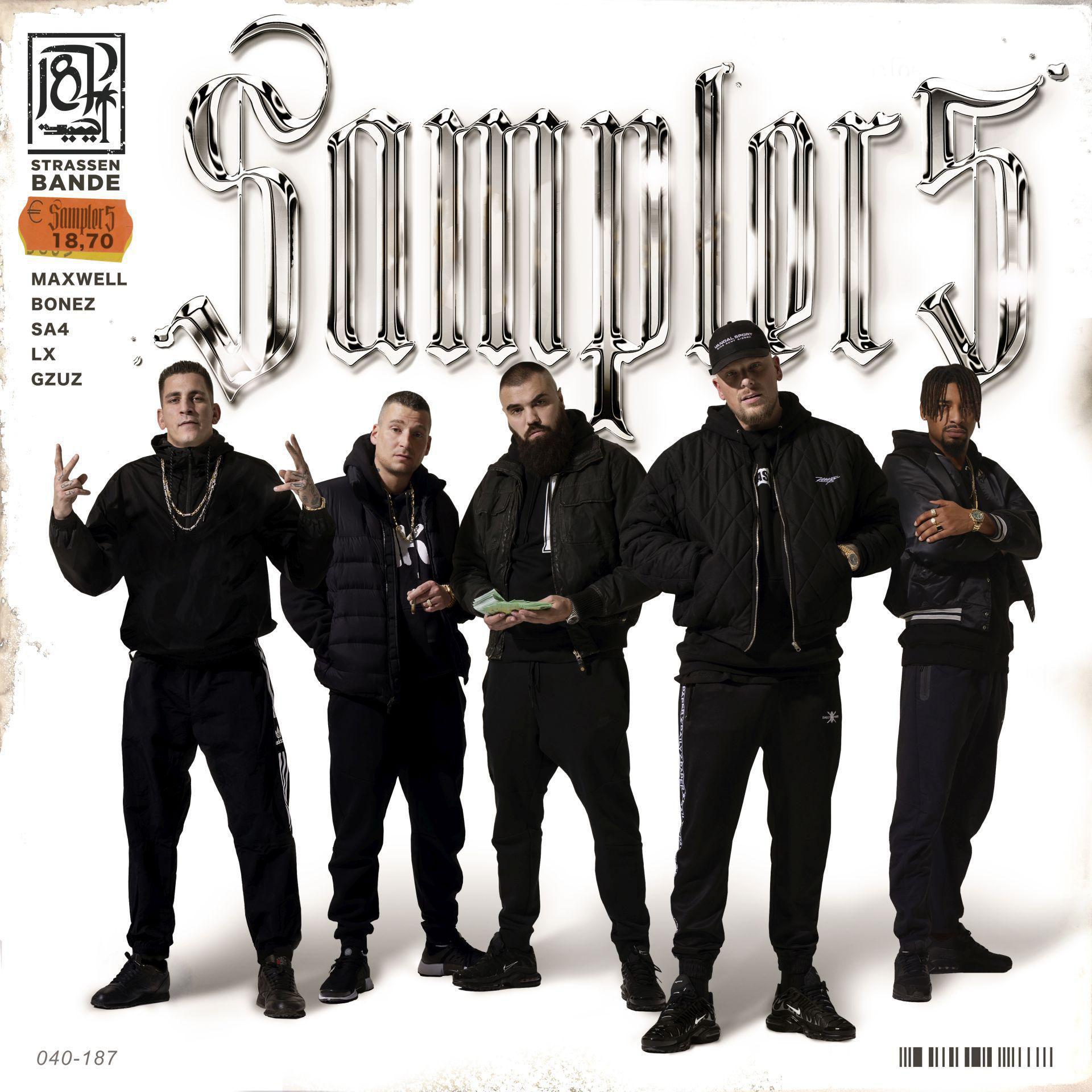Albumcover mit fünf Männern, dem Titel 'Samplers 5' und einem Preisschild.