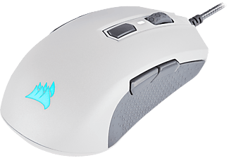 CORSAIR M55 RGB PRO - Mouse gaming, Cablata, Ottica con LED, 12400 dpi, Bianco/Grigio