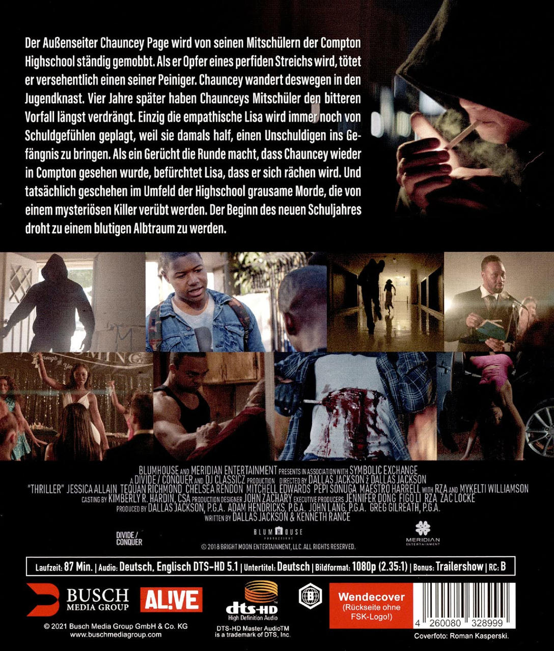 Filmplakat mit Text und Bildern, einschließlich einer Person, die eine Zigarette anzündet. Mehrere Bilder werden gezeigt.
