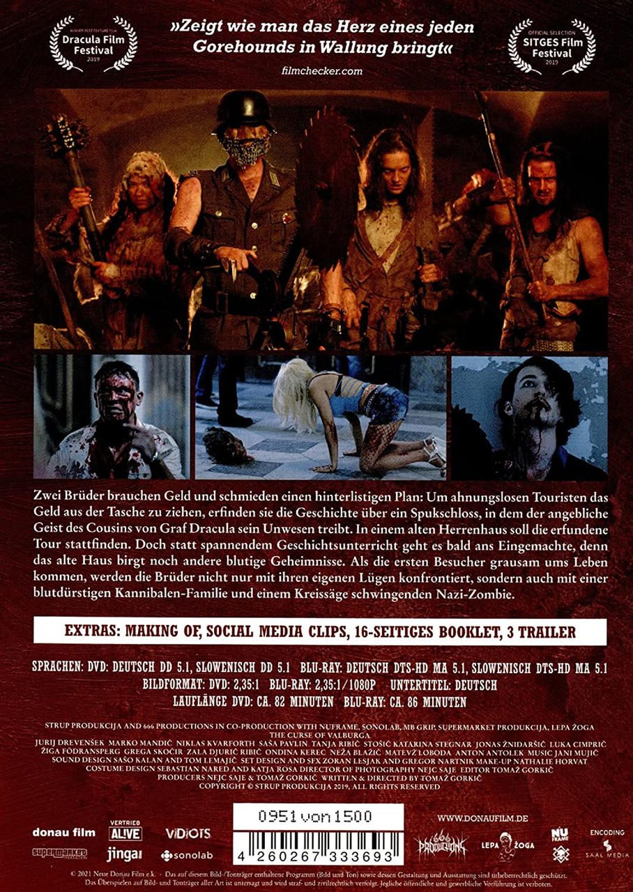 Rückseite der DVD des Films. Gruppe von Leuten, Text in mehreren Sprachen und Filmfestival-Logos.