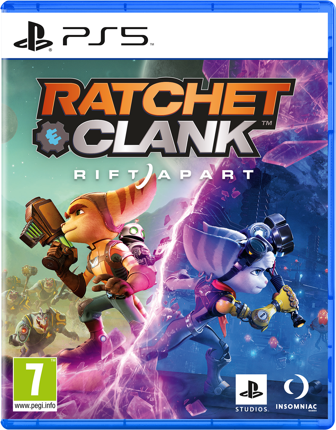 PS5 game cover met Ratchet & Clank karakters in dynamische poses.