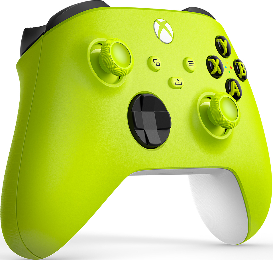 Lime green Xbox controller with black buttons and white accents.