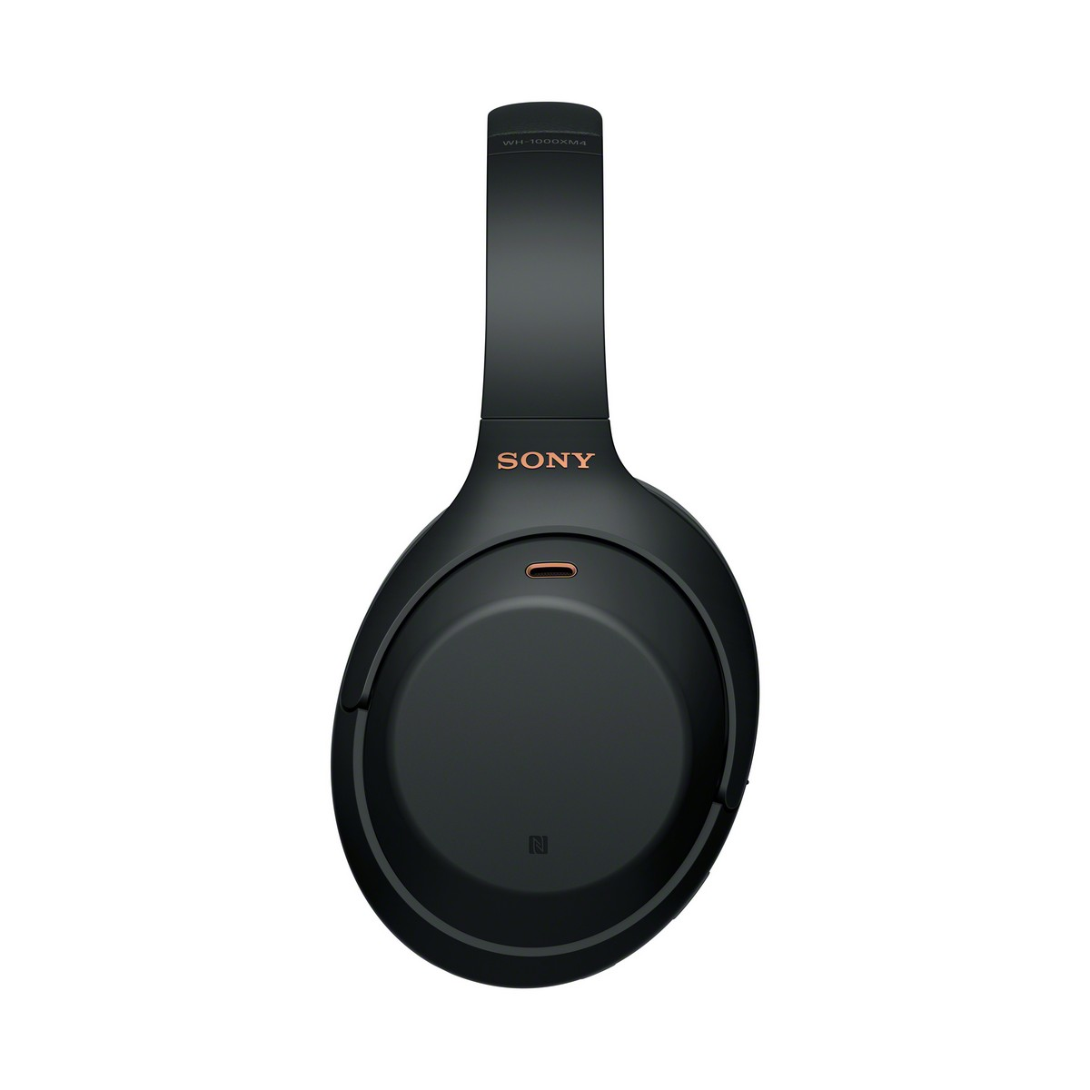 Auriculares negros Sony WH-1000XM4, vista frontal. Logotipo de Sony en la diadema.