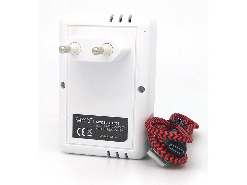 Pack cargador - Sveon SAC52, Compatible con Apple/Blackberry/Samsung/HTC/Motorola, 4 puertos USB, Blanco
