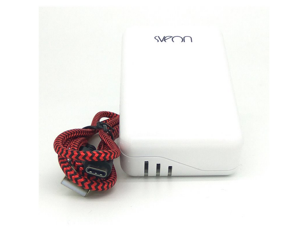 Pack cargador - Sveon SAC52, Compatible con Apple/Blackberry/Samsung/HTC/Motorola, 4 puertos USB, Blanco
