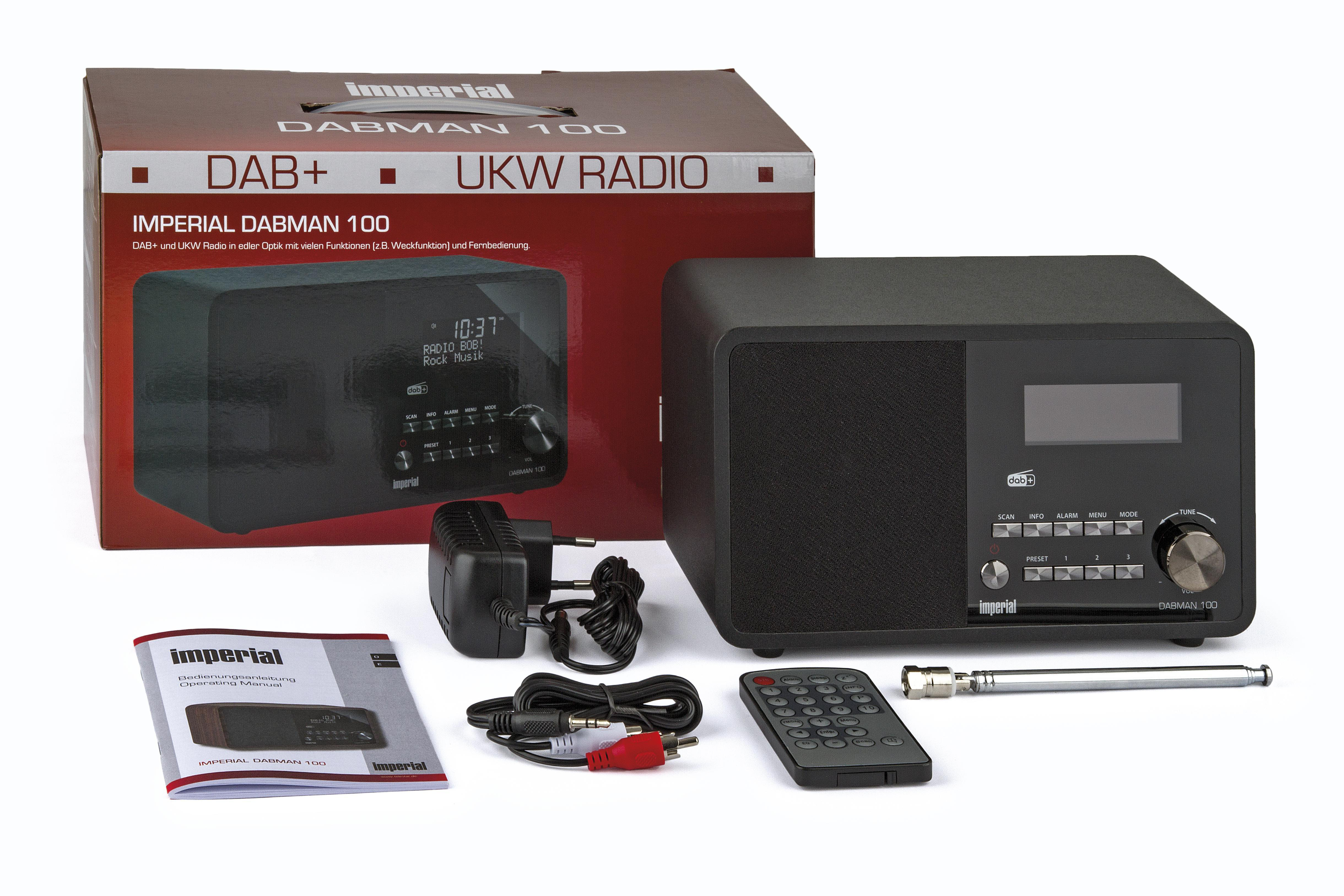 DABMAN Radio, Digital DAB+, DAB, 100 Radio, Schwarz IMPERIAL