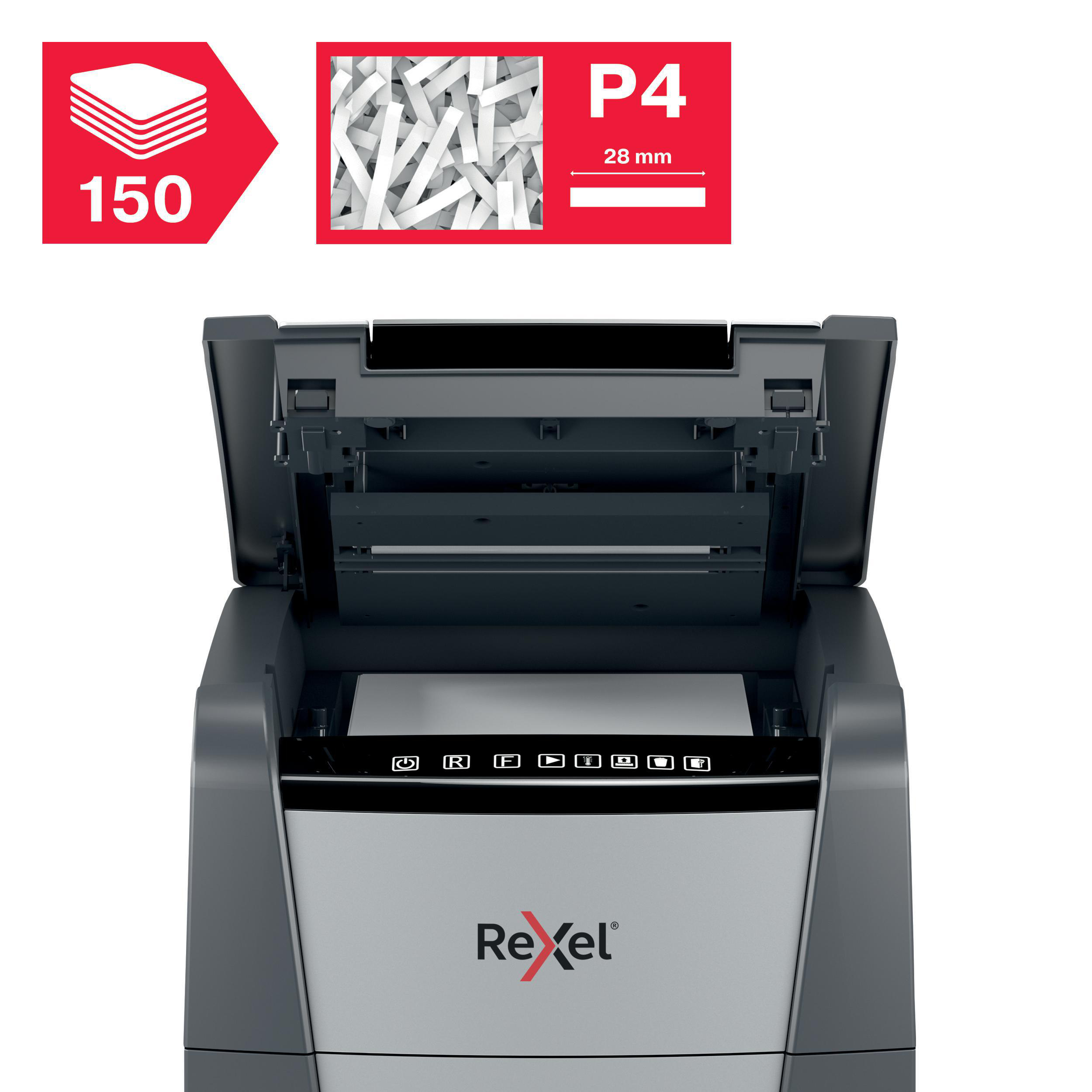 REXEL Optimum AutoFeed+ 150X Automatischer Aktenvernichter, Schwarz