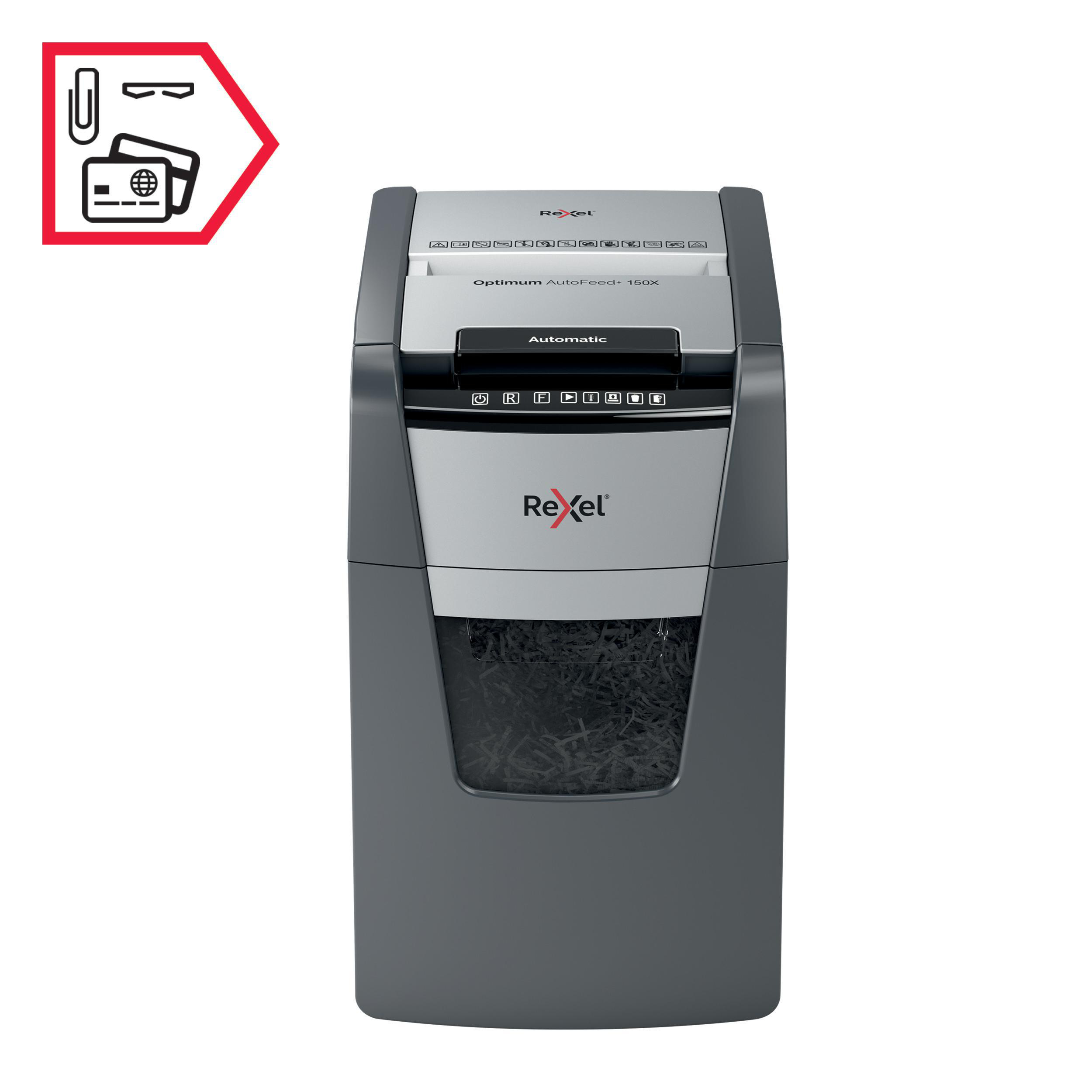 REXEL Optimum AutoFeed+ 150X Automatischer Aktenvernichter, Schwarz