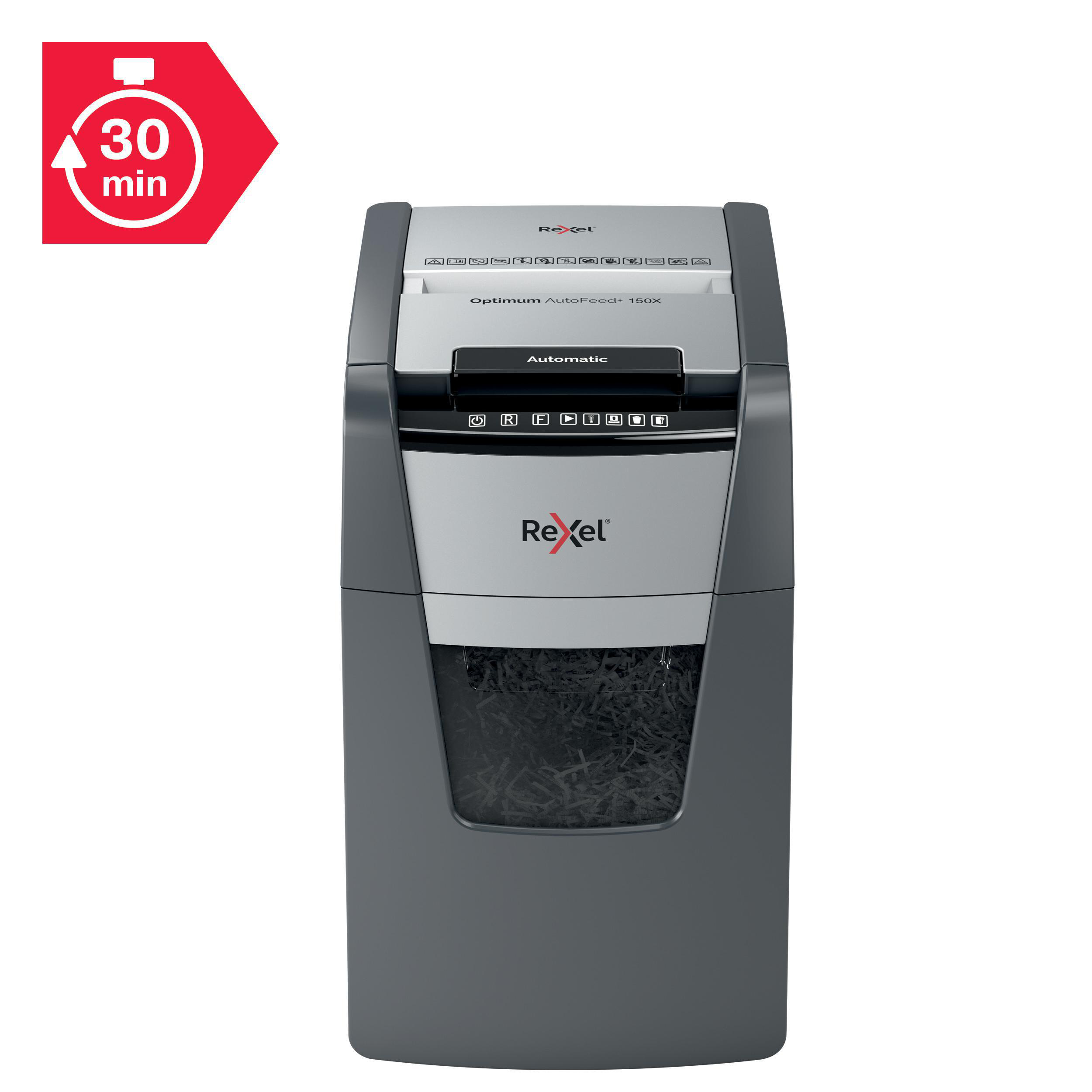 REXEL Optimum AutoFeed+ 150X Automatischer Aktenvernichter, Schwarz