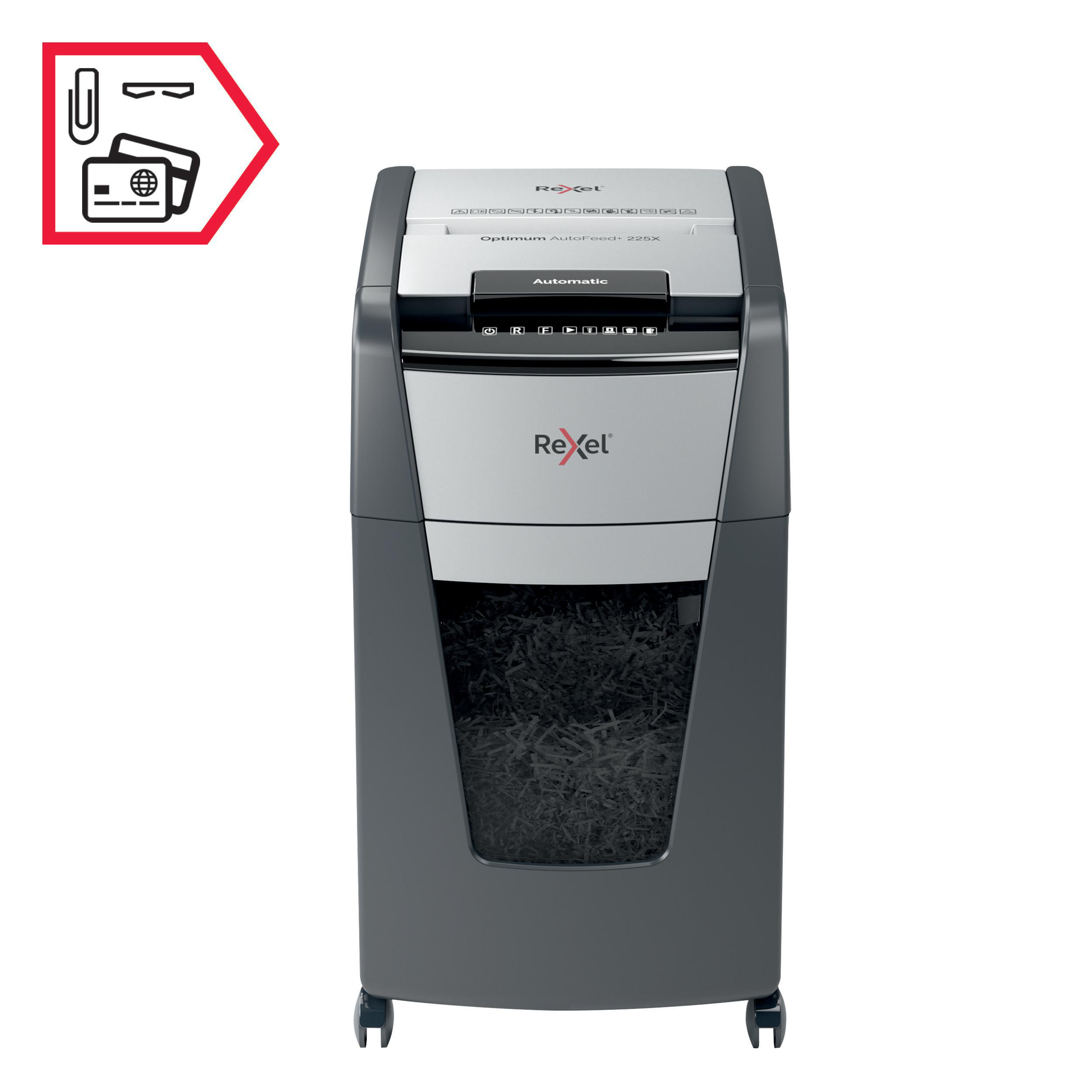 REXEL Optimum AutoFeed+ 225X Automatischer Aktenvernichter, Schwarz