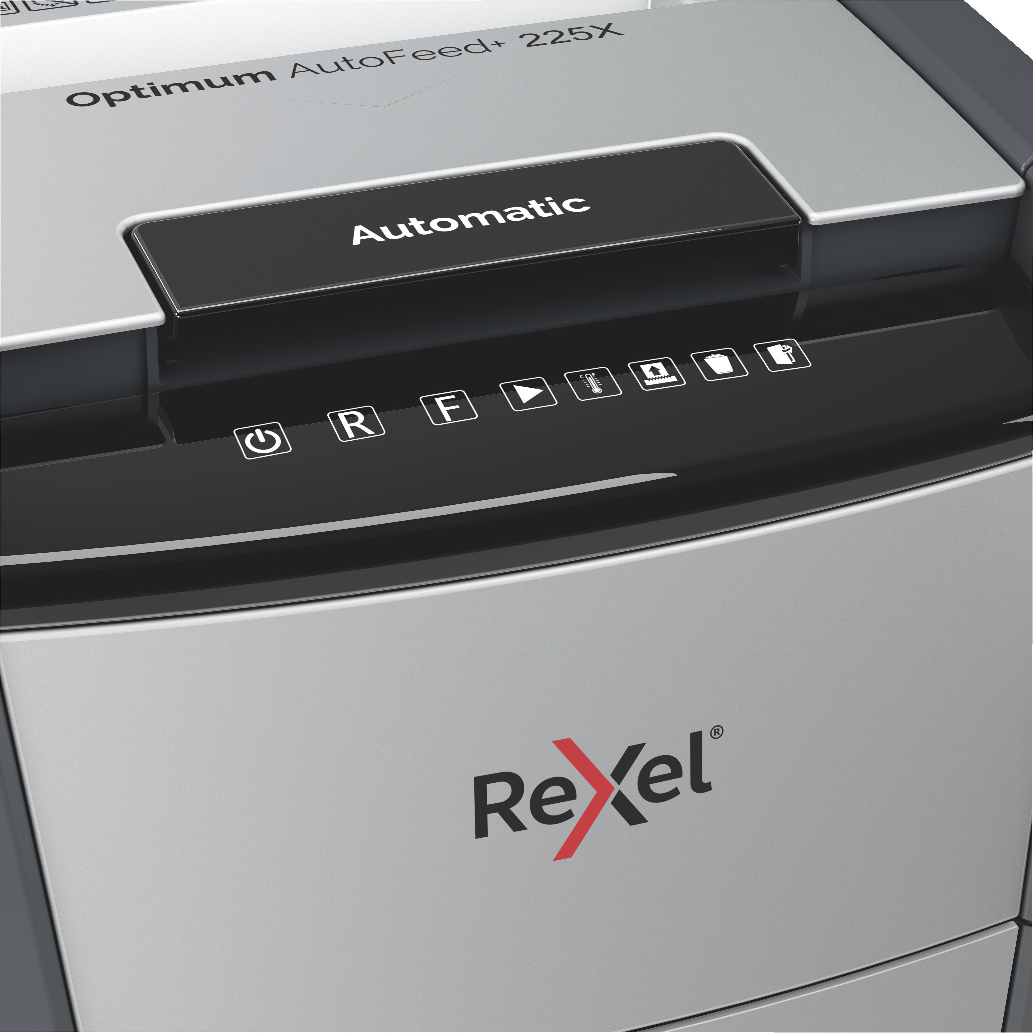 REXEL Optimum AutoFeed+ 225X Automatischer Aktenvernichter, Schwarz