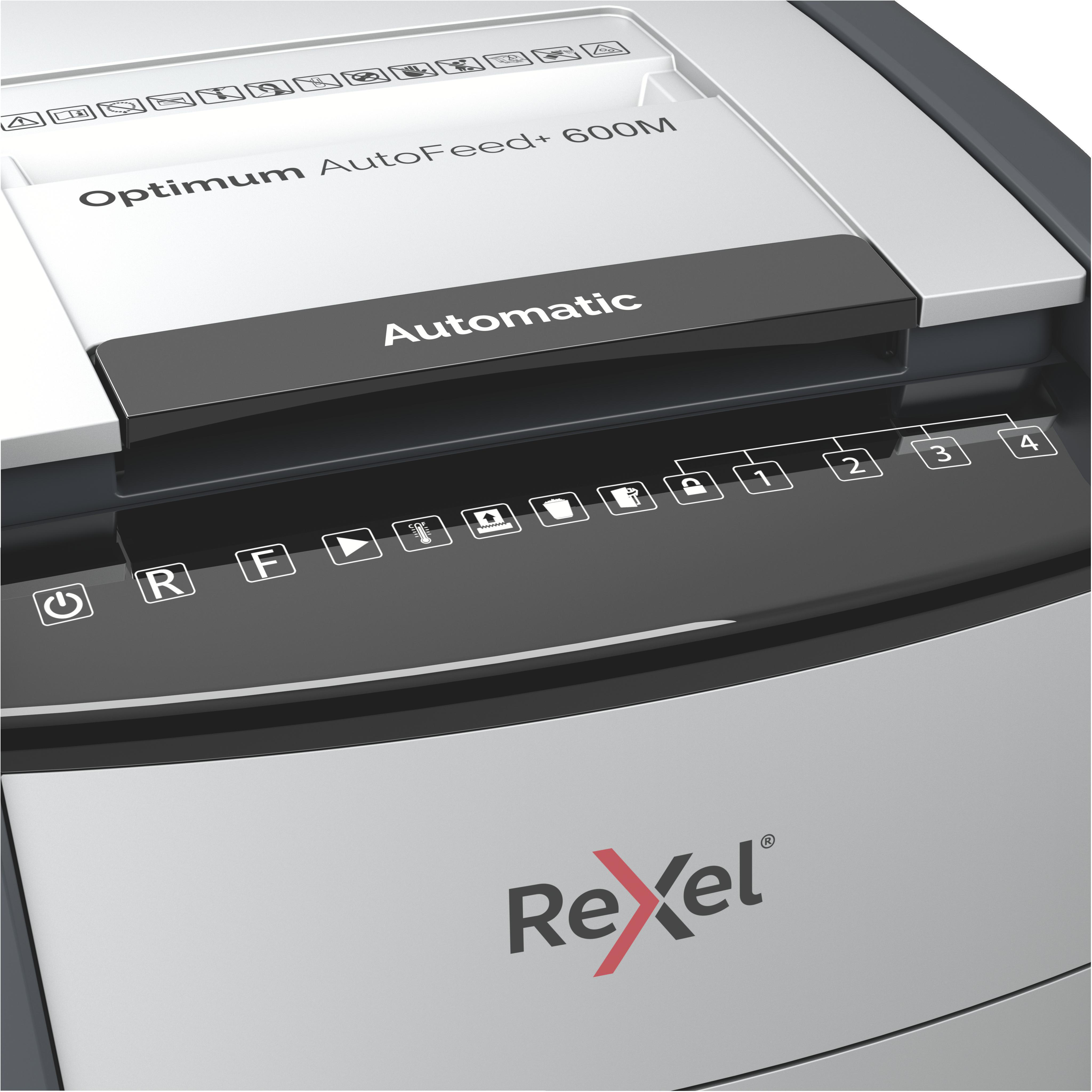 REXEL Optimum AutoFeed+ 600M Automatischer Aktenvernichter, Schwarz