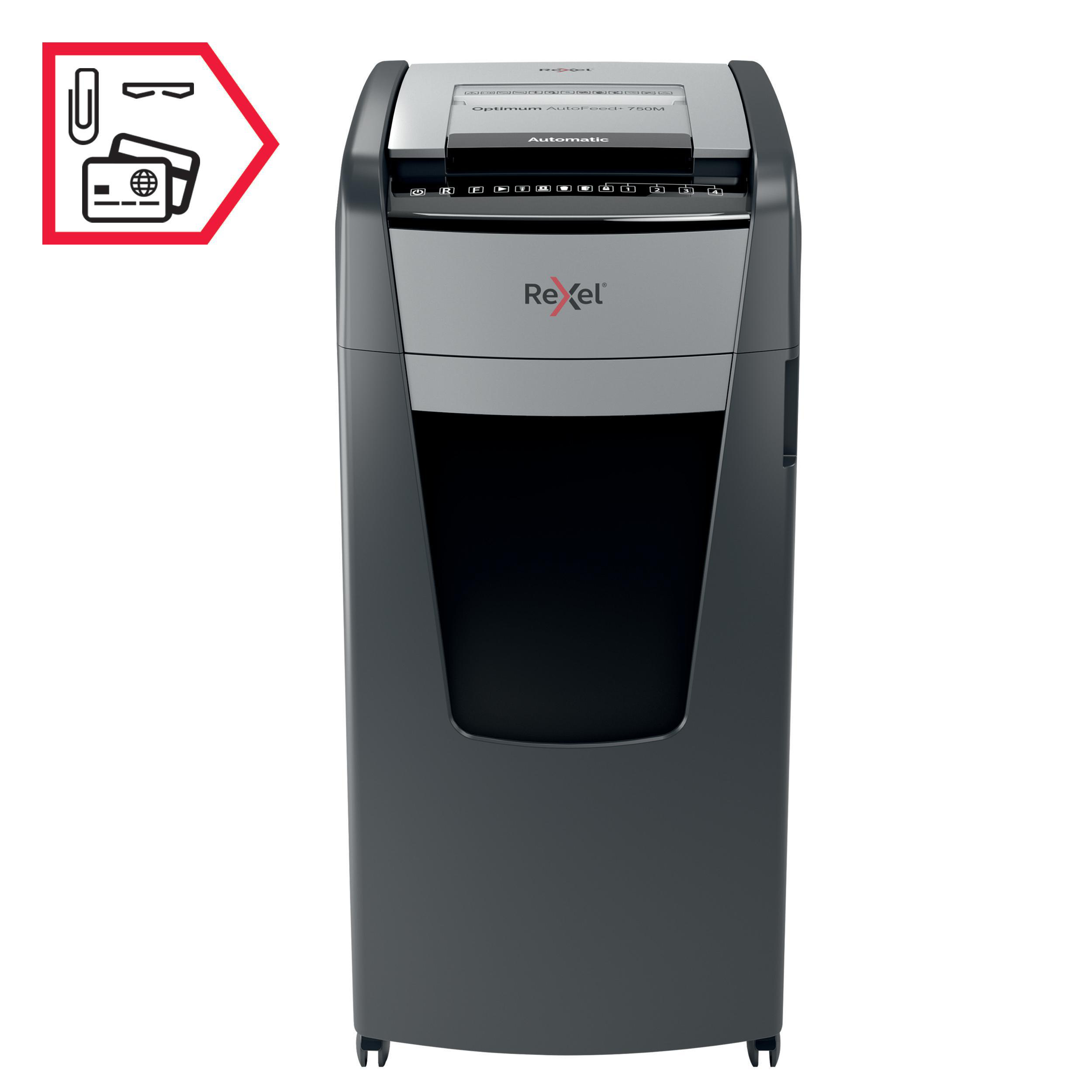 REXEL Optimum AutoFeed+ 750M Automatischer Aktenvernichter, Schwarz