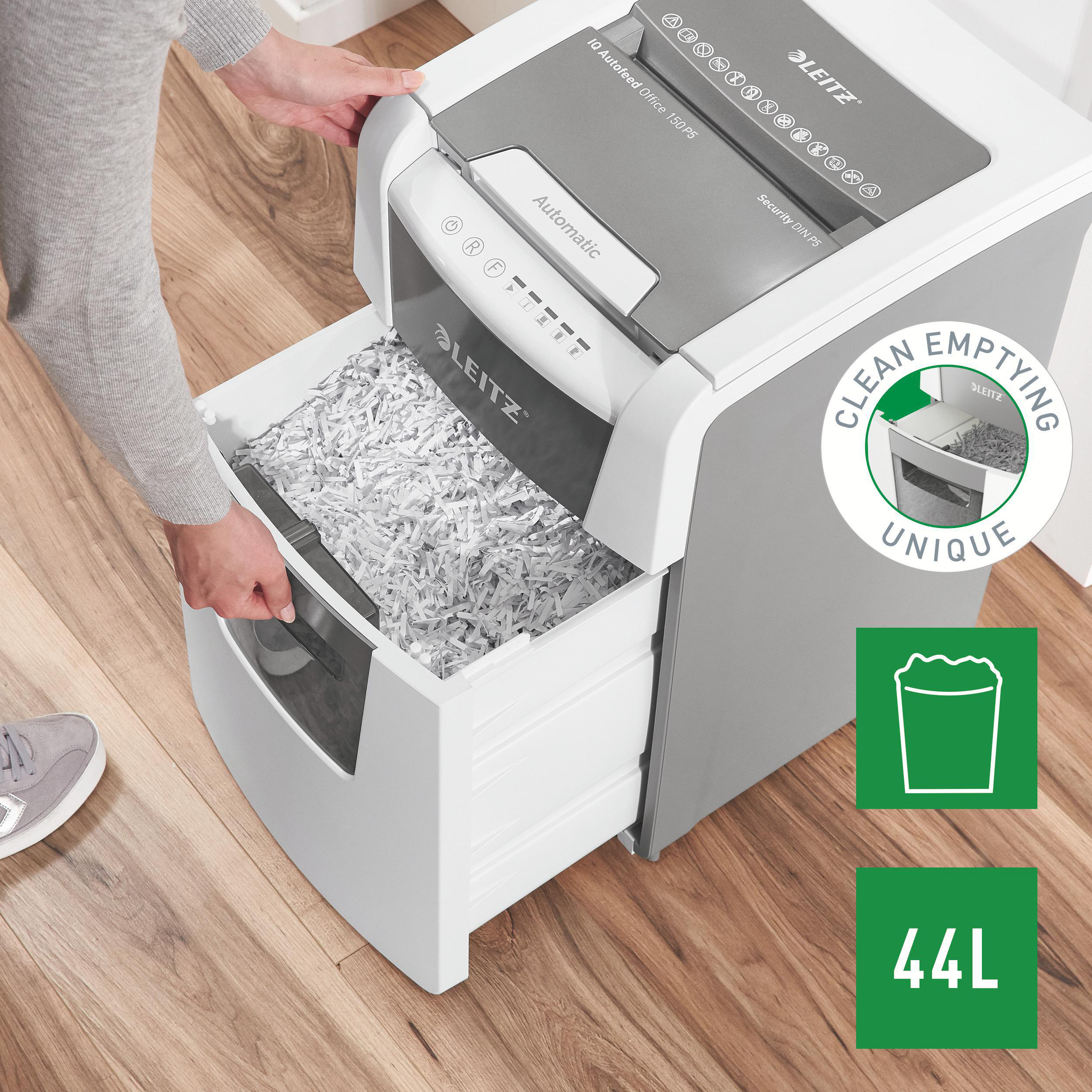 LEITZ IQ Autofeed Office 150 Automatischer Aktenvernichter, Weiß