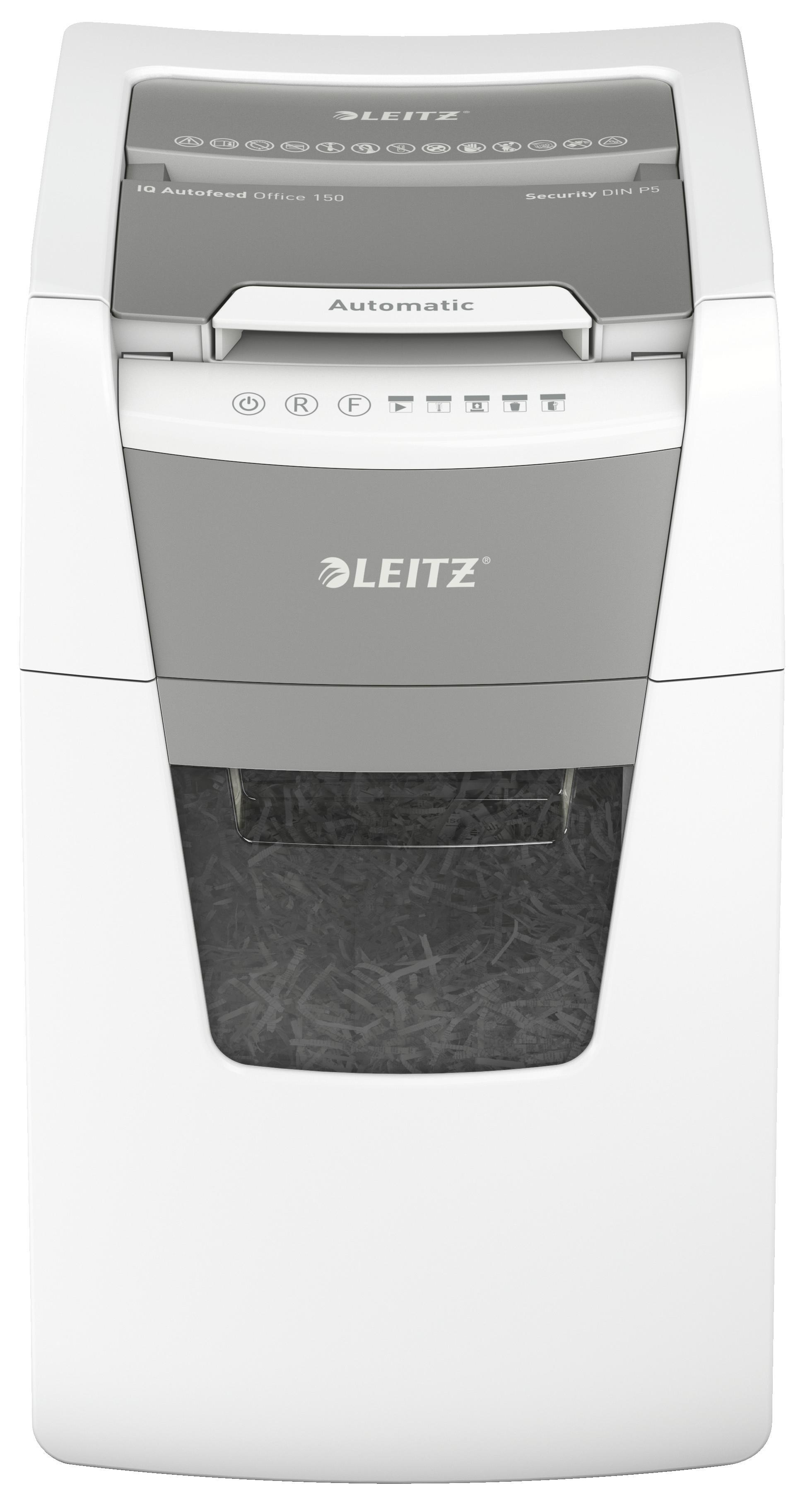 LEITZ IQ Autofeed Office 150 Automatischer Aktenvernichter, Weiß