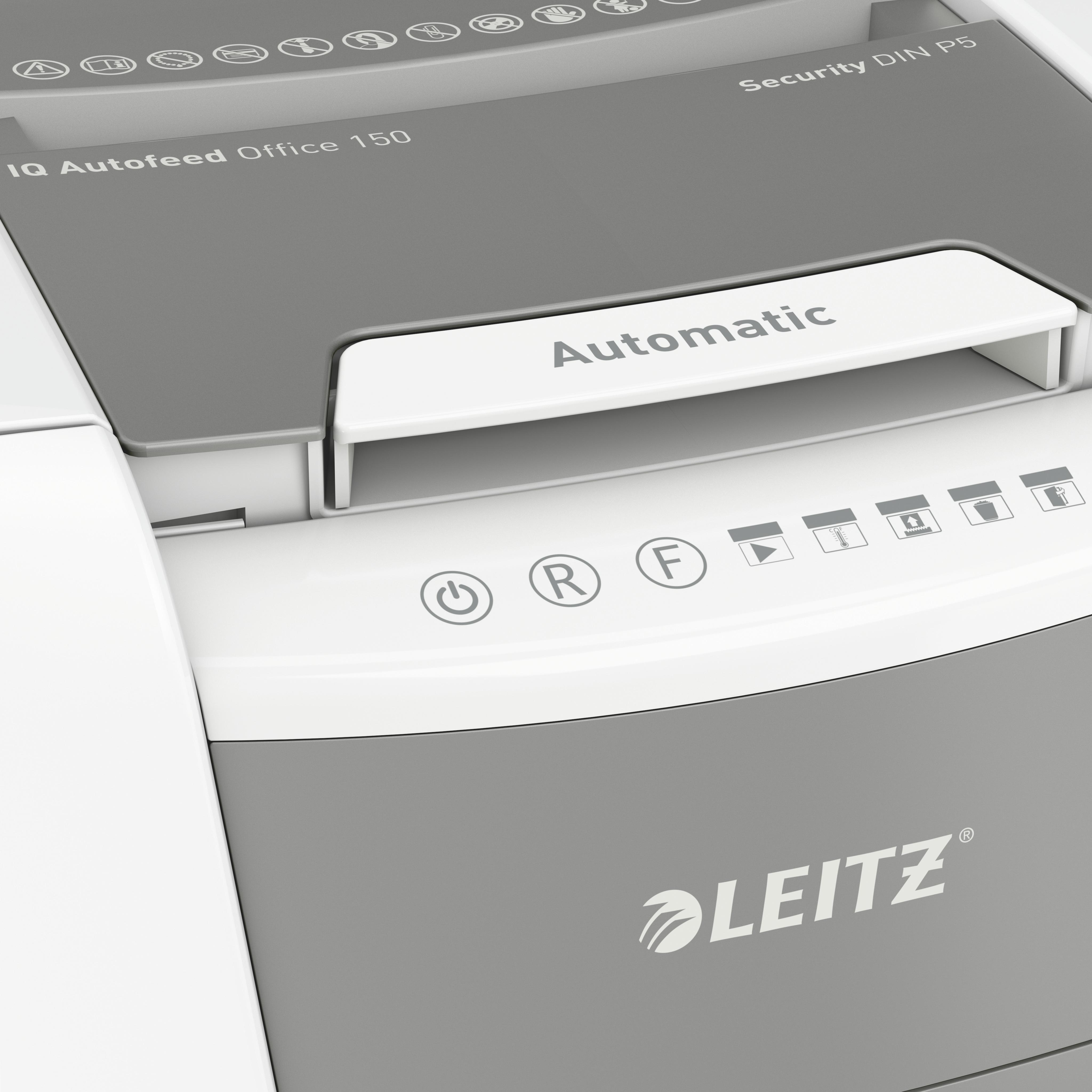 LEITZ IQ Autofeed Office 150 Automatischer Aktenvernichter, Weiß