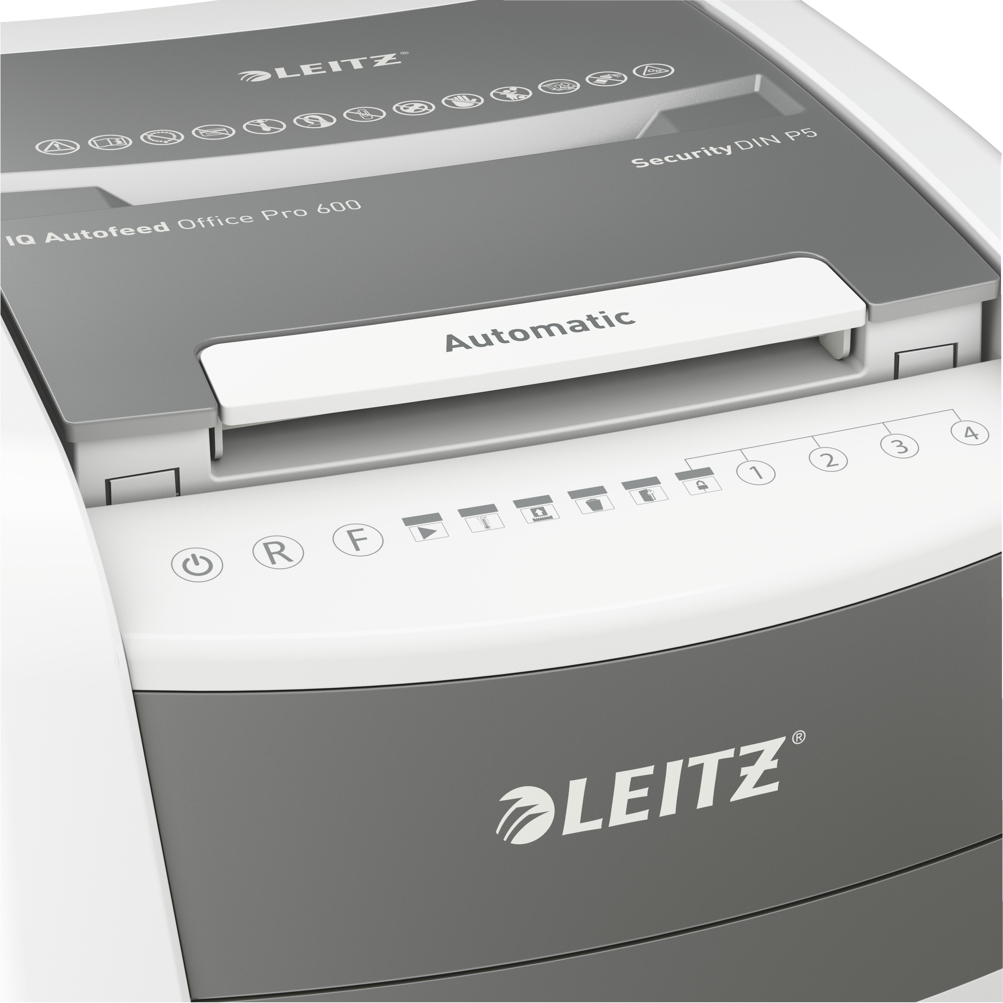 LEITZ IQ Autofeed Office Pro 600 Automatischer Aktenvernichter, Weiß