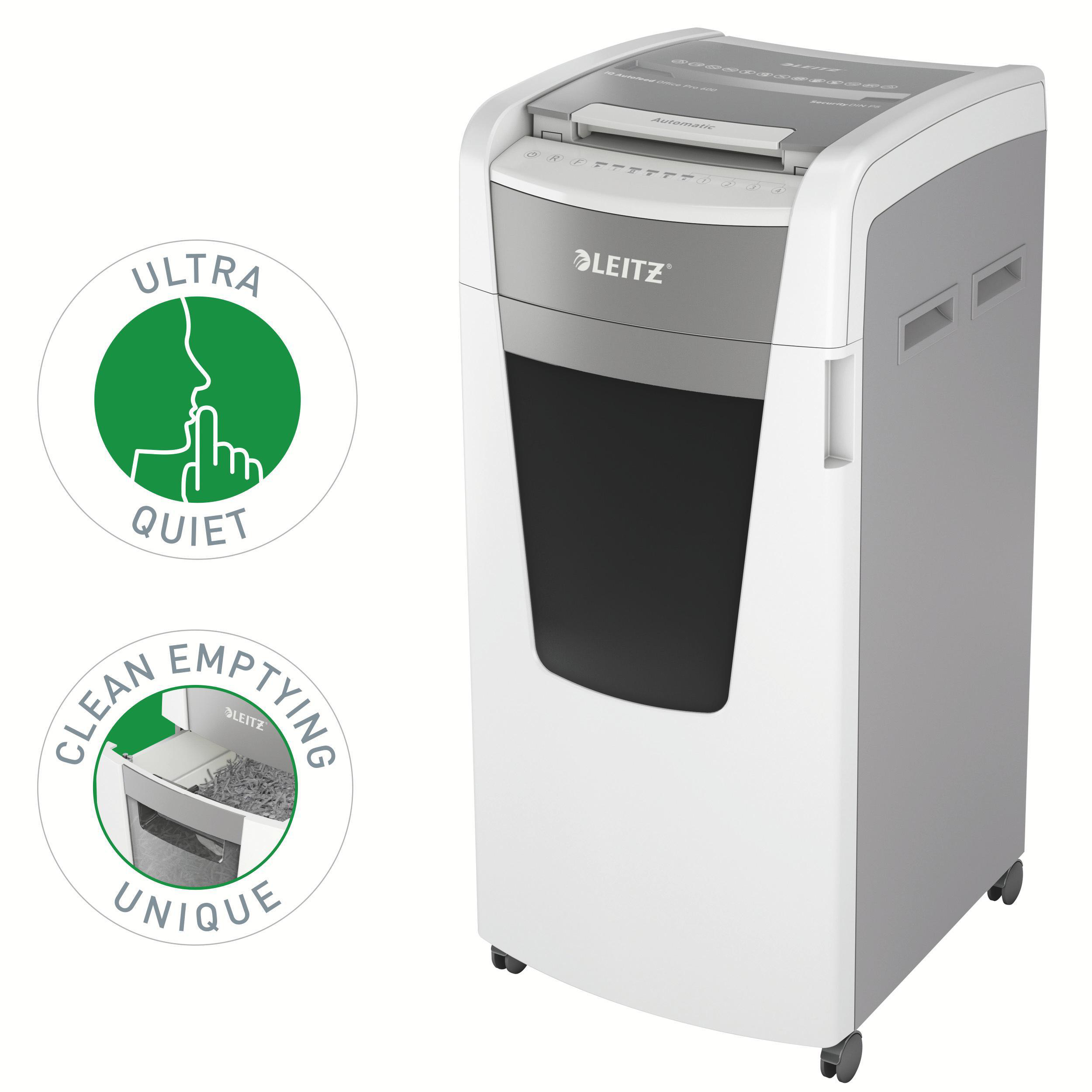 LEITZ IQ Autofeed Office Pro 600 Automatischer Aktenvernichter, Weiß