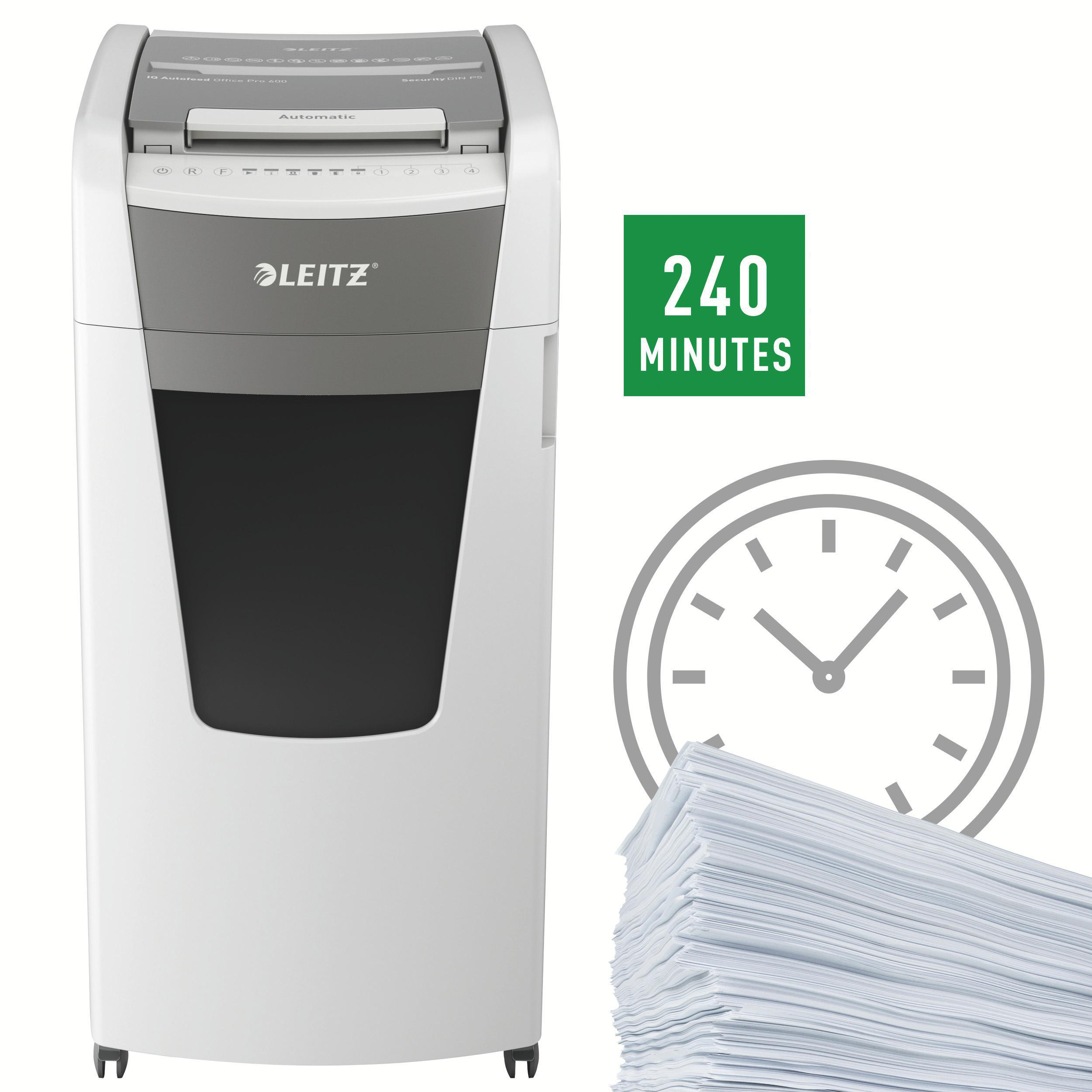 LEITZ IQ Autofeed Office Pro 600 Automatischer Aktenvernichter, Weiß