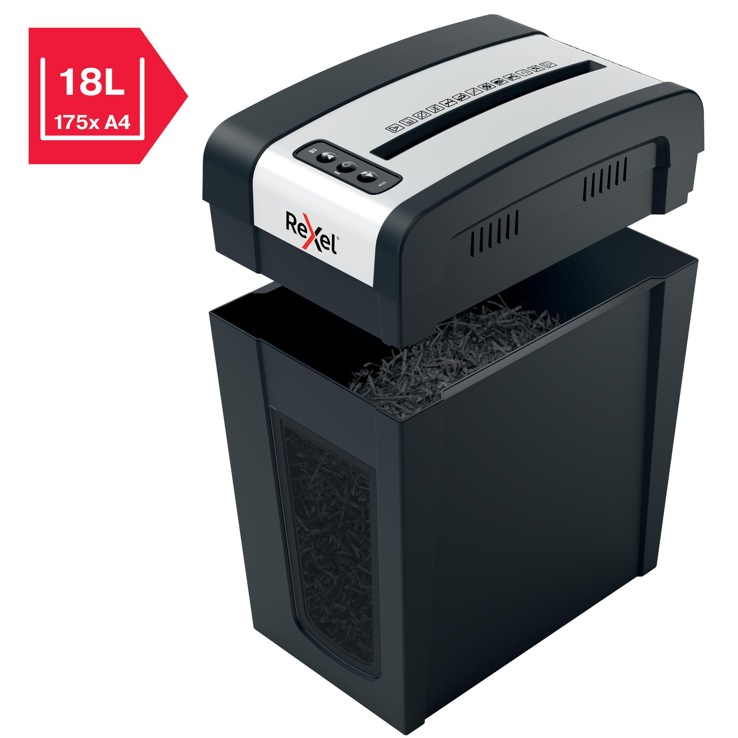 REXEL Secure MC6-SL Slimline Whisper-Shred™ Aktenvernichter, Schwarz
