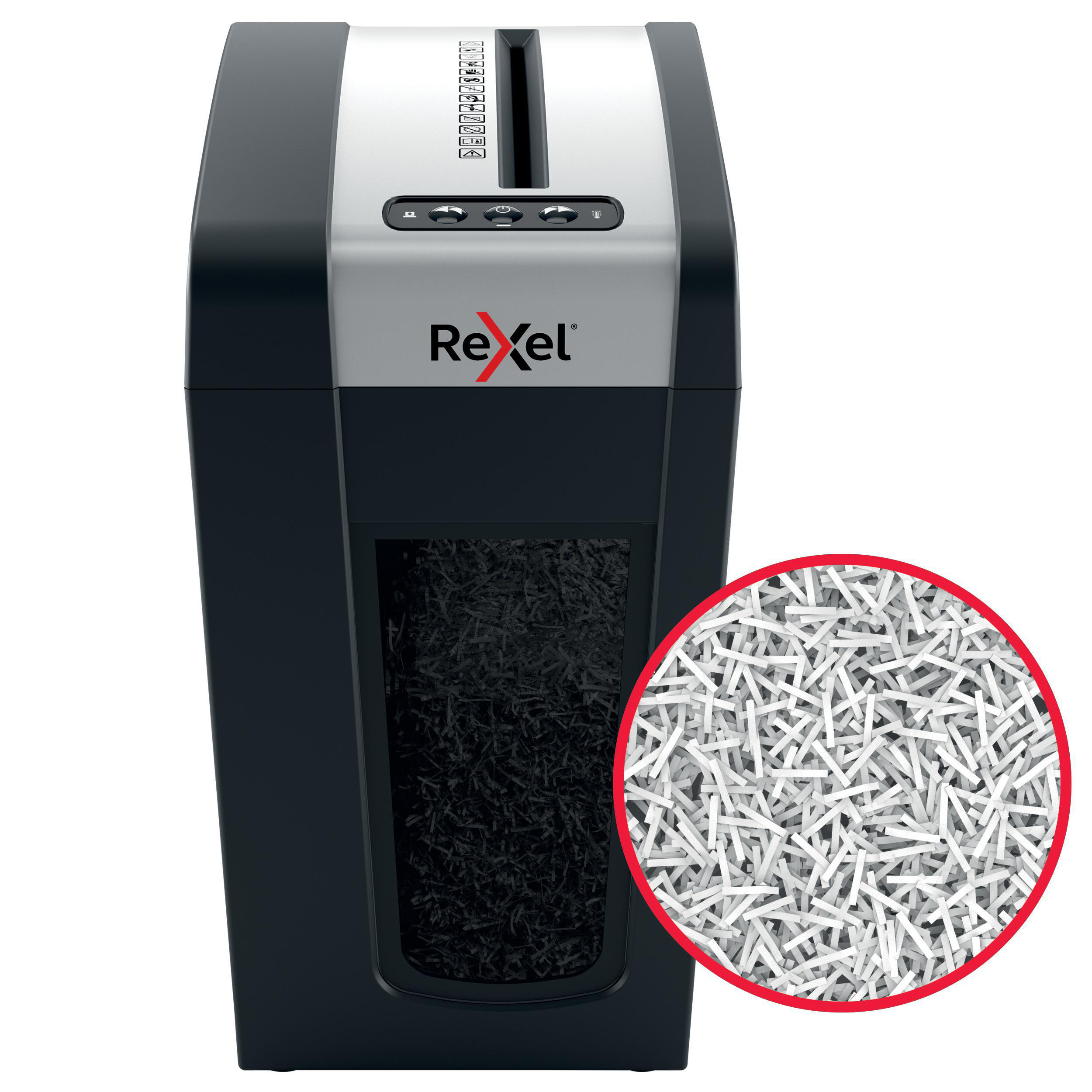 REXEL Secure MC6-SL Slimline Whisper-Shred™ Aktenvernichter, Schwarz