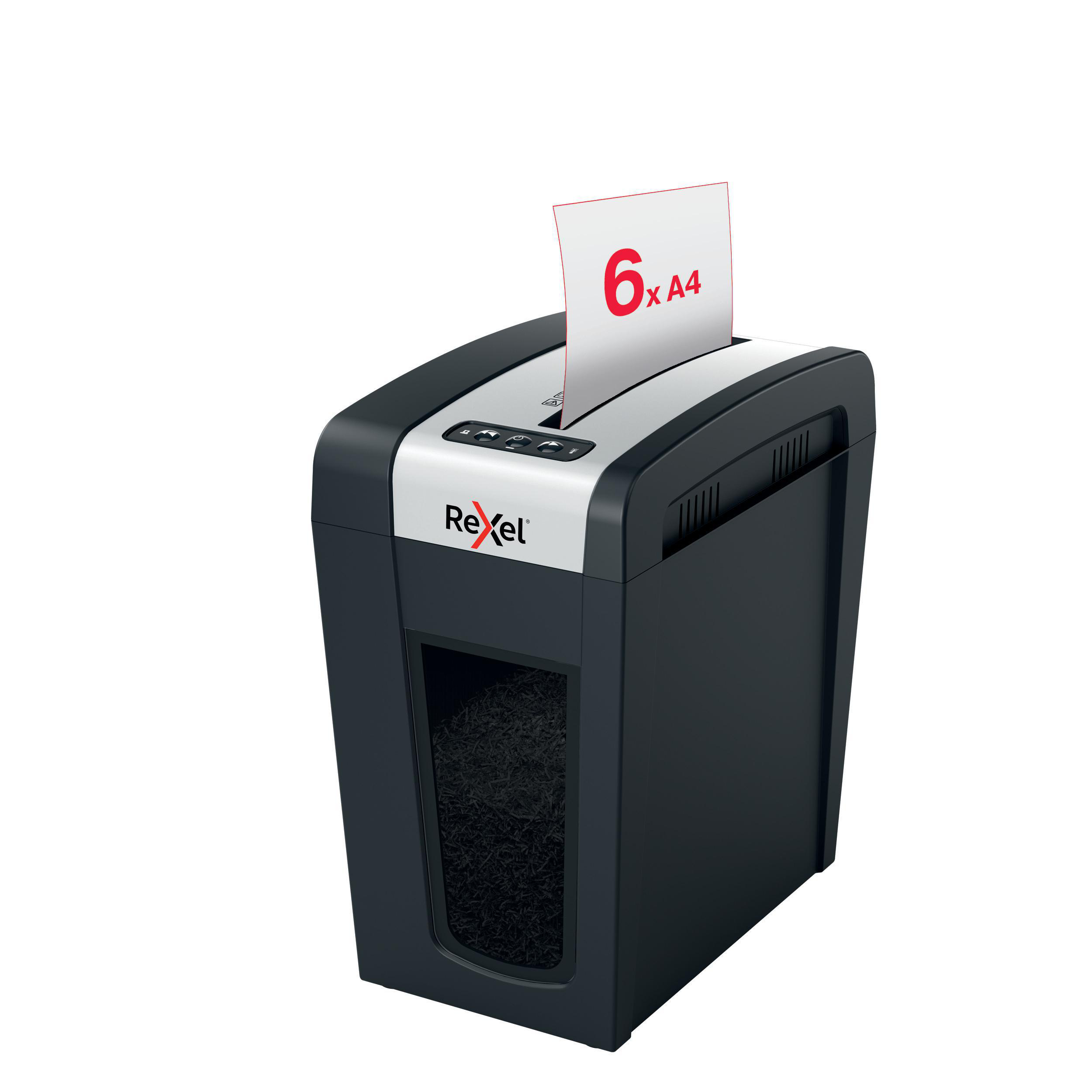 REXEL Secure MC6-SL Slimline Whisper-Shred™ Aktenvernichter, Schwarz