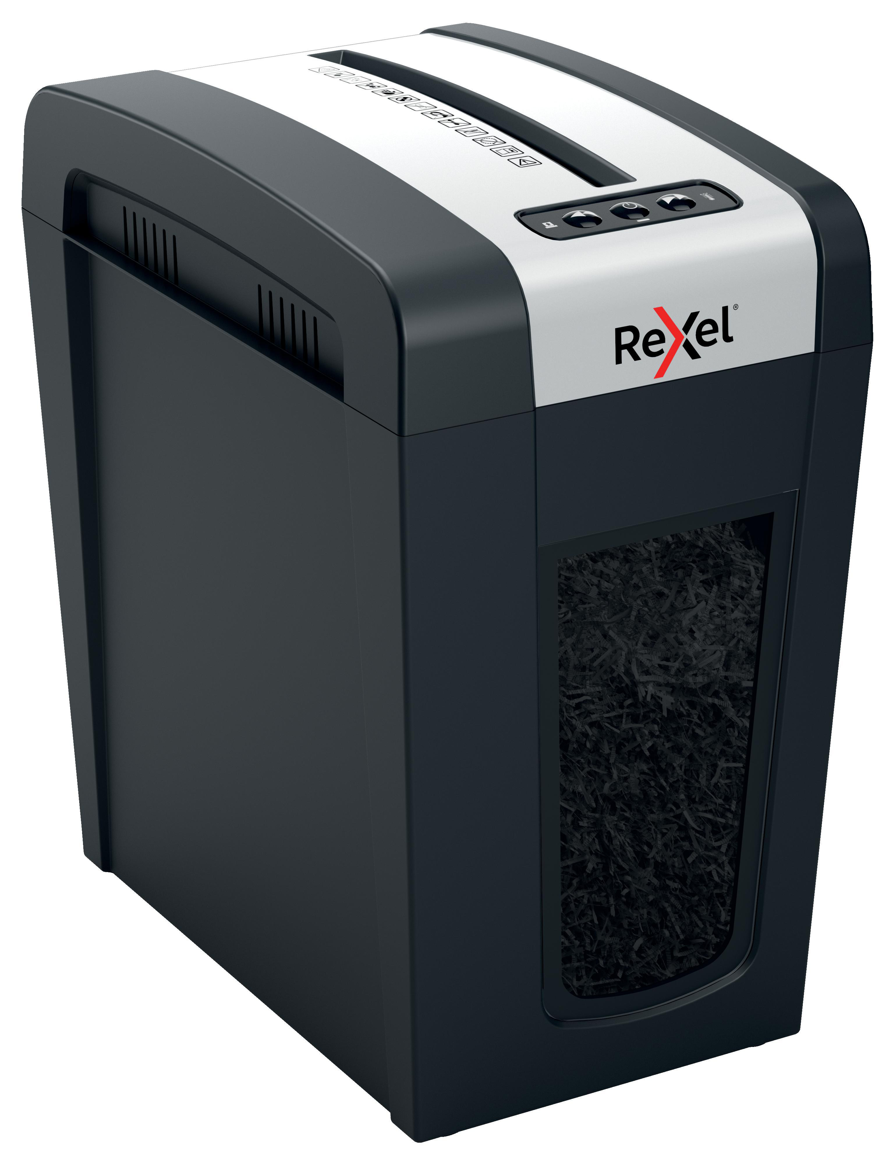 REXEL Secure MC6-SL Slimline Whisper-Shred™ Aktenvernichter, Schwarz