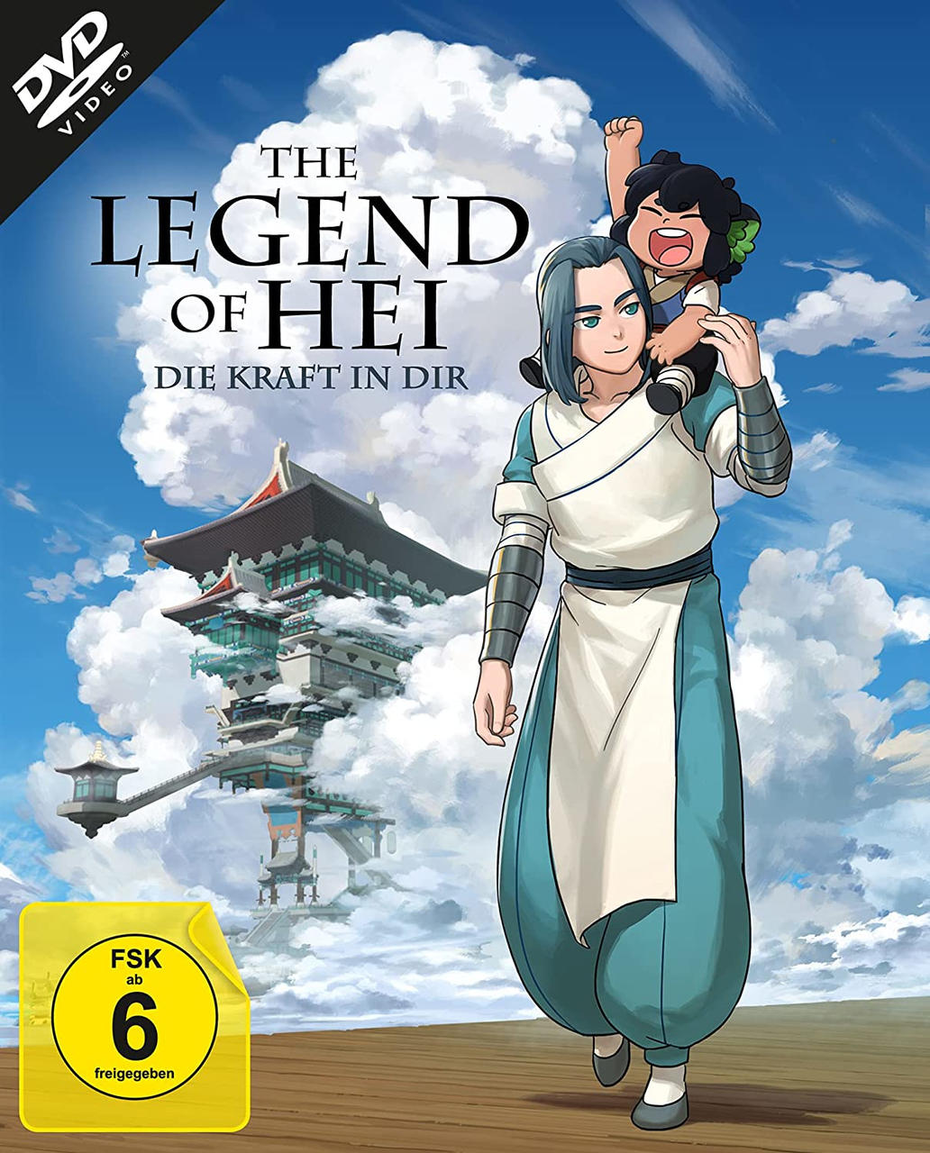 Anime-DVD-Cover. Ein Mann trägt ein Kind auf den Schultern. Japanische Architektur im Hintergrund.