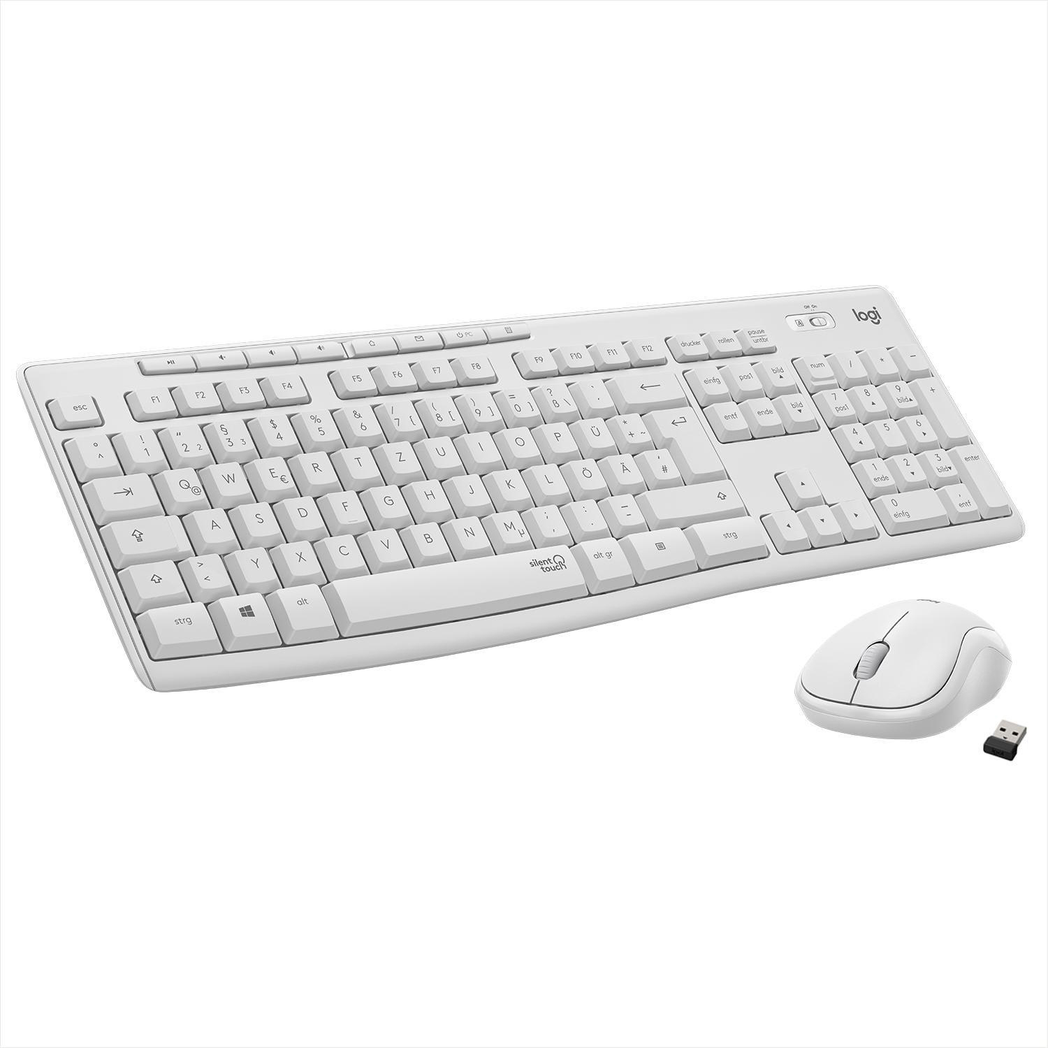 LOGITECH & Set, MK295 Weiß Tastatur Maus , kabellos,