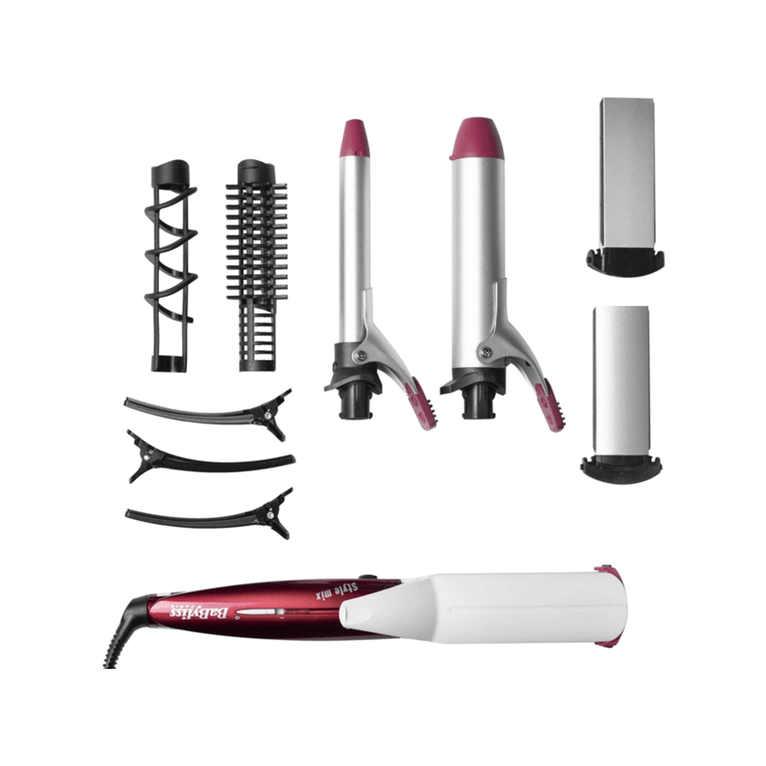 Moldeador Babyliss Multistyler ms22e con placas intercambiables set de pelo 10 en 1 para hacer todo tipo peinados alisar ondular... plancha gris rosa 170ºc