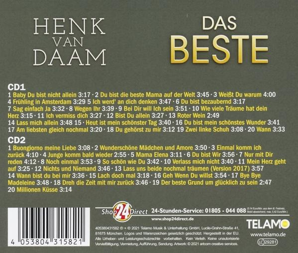 CD-Rückseite mit Titelliste und dem Namen 'Henk Van Daam'.